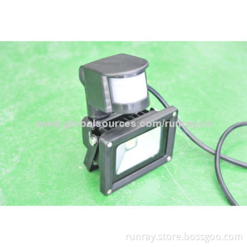 10W PIR LED Floodlight, 85-265V AC or 12V DC, Chili 45*45-mil, 80lm/W, Easy Installation